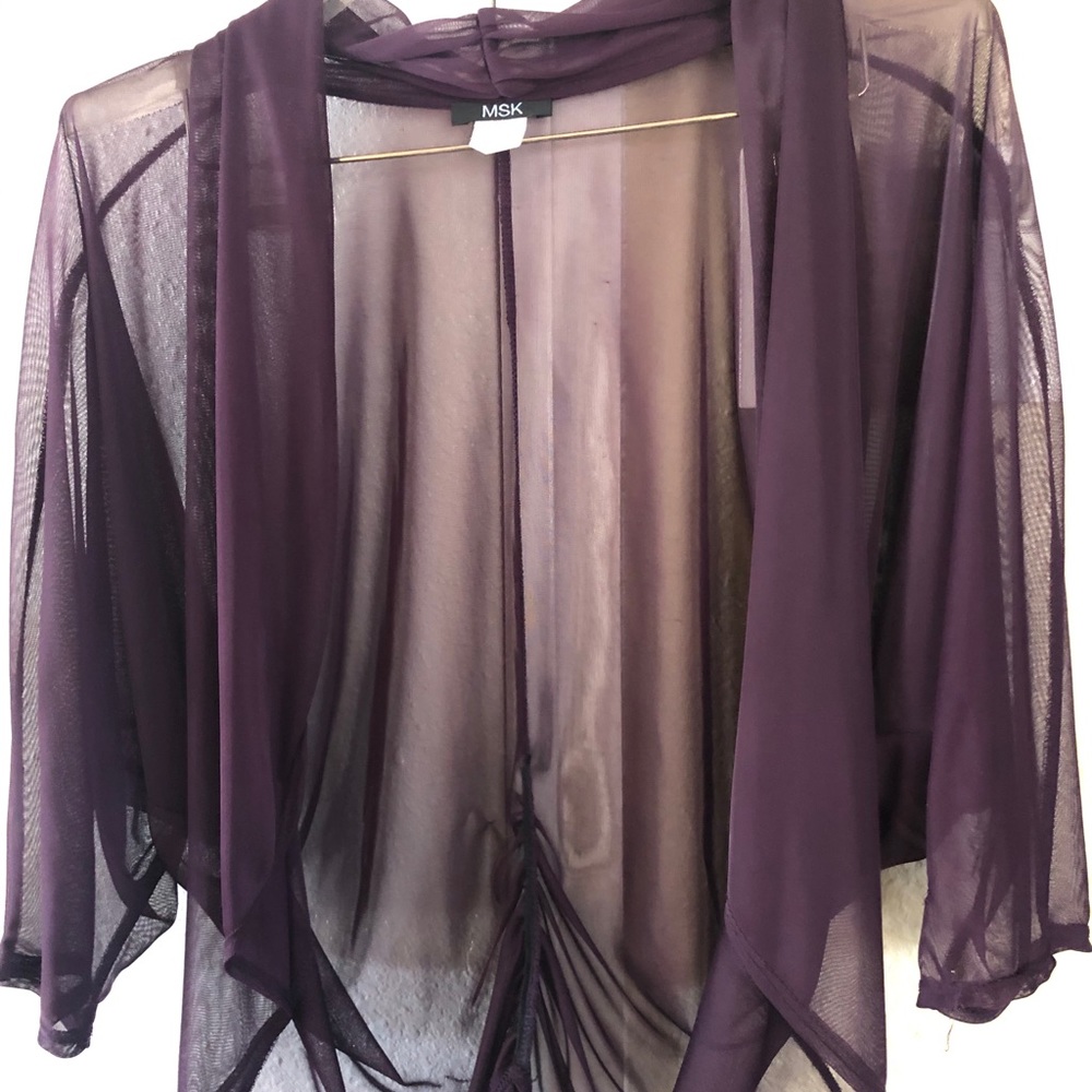 Sheer bolero jacket in purple